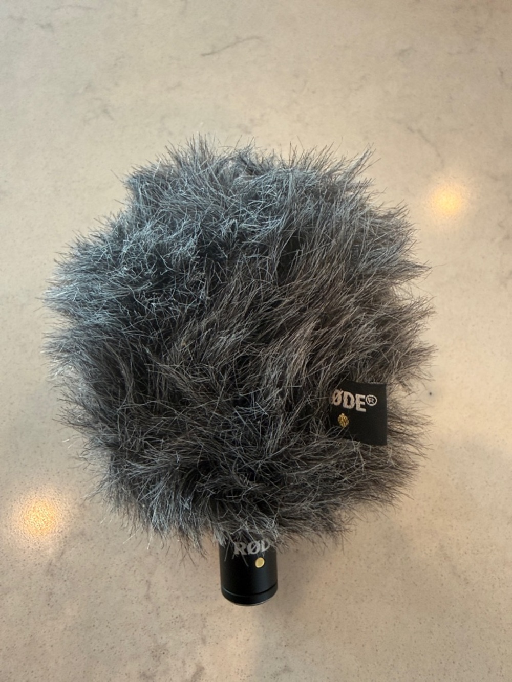 RØDE USB-C Mic with Gray Furry Wind Muff